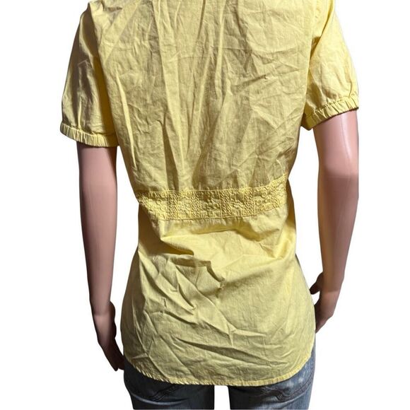 Pulp short sleeve embroidery waist patch yellow button up shirt M - Picture 7 of 7